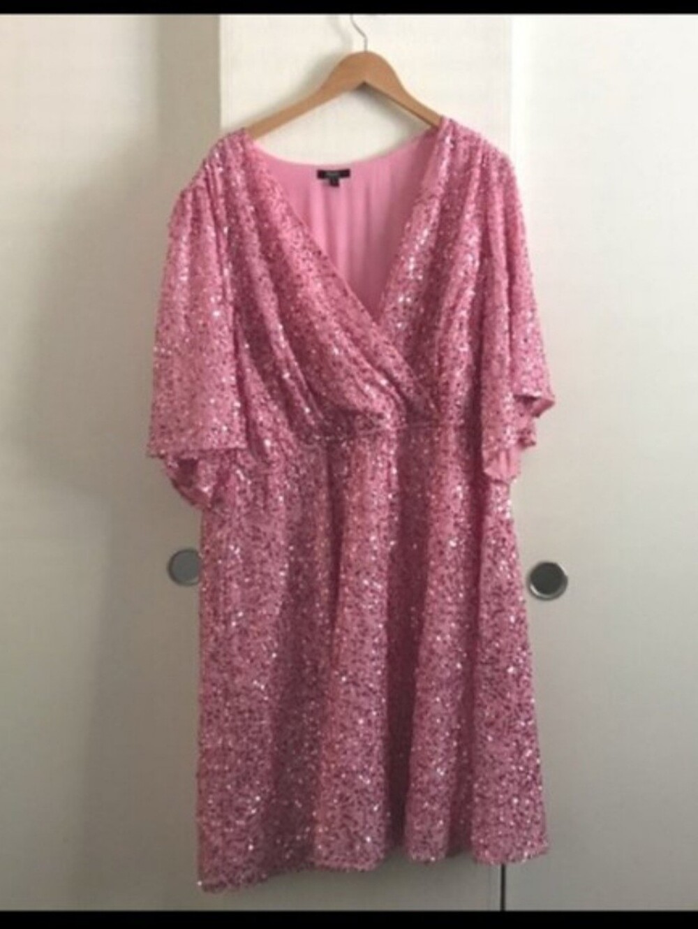 Maree Pour Toi Sequin Faux Wrap Dress